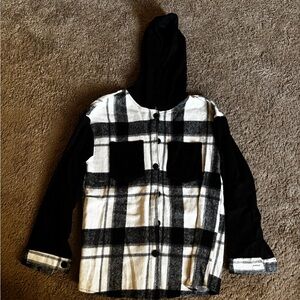 SHEIN Black and White Plaid Jacket